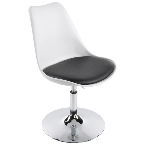 Chaises Alterego Chaise moderne pivotante 'QUEEN' réglable blanche et noir
