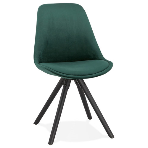 Alterego - Chaise vintage 'RICKY' en velours vert et pieds en bois noir Alterego  - Chaise écolier Chaises