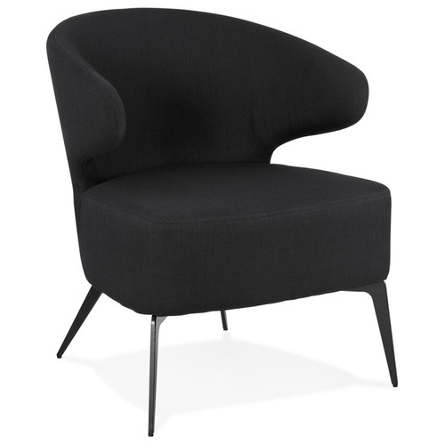 Fauteuils Alterego Fauteuil lounge design 'SOTO' en tissu noir et pieds en métal noir