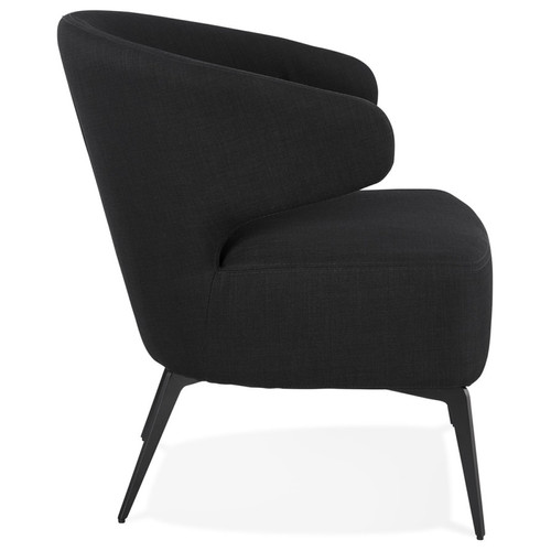 Fauteuils Fauteuil lounge design 'SOTO' en tissu noir et pieds en métal noir