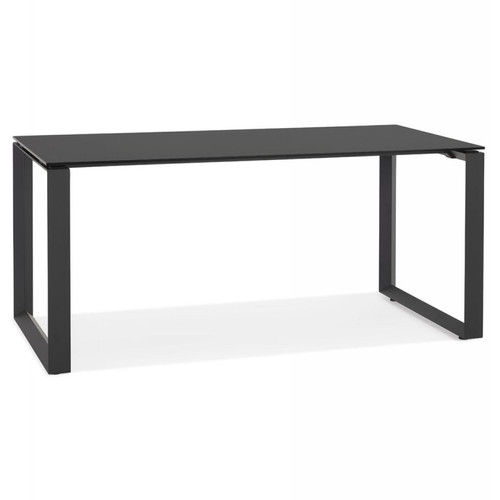 Alterego - Bureau droit design 'BAKUS' en verre et métal noir - 160x80 cm - Bureau Design Bureaux