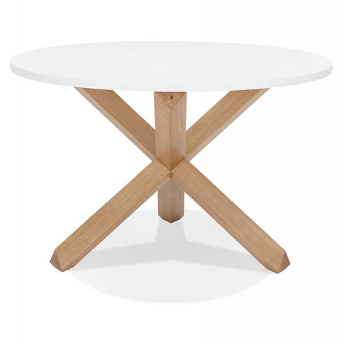 Alterego - Table ronde design 'MARVEL' blanche et chêne massif - Ø 120 cm Alterego   - Marvel Maison
