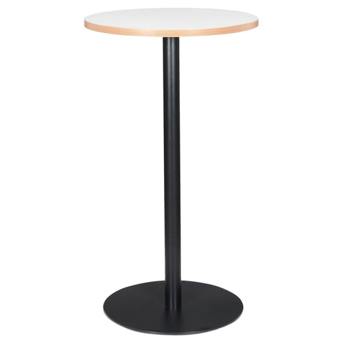 Alterego - Mange-debout rond 'POLLUX ROUND' blanc avec un pied noir - Ø 60 cm Alterego  - Table mange debout Salon, salle à manger
