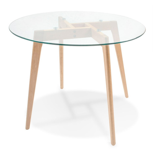 Alterego Petite table à diner ronde 'ANGELA' en verre transparent - Ø 100 cm