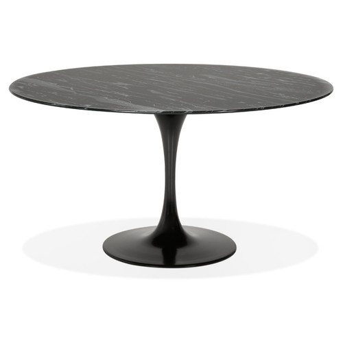 Alterego - Table à manger design 'SHADOW' ronde noire en verre effet marbre - Ø 140 CM Alterego  - Salon, salle à manger