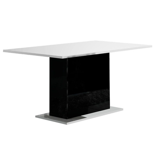 Altobuy - COLUMBUS - Table Rectangulaire Laquée Brillant Blanc et Noir - Tables à manger Rectangulaire