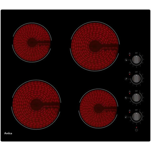 Amica - Table de cuisson vitrocéramique 60cm 4 feux 6000w noir - avm3540 - AMICA Amica  - Electroménager