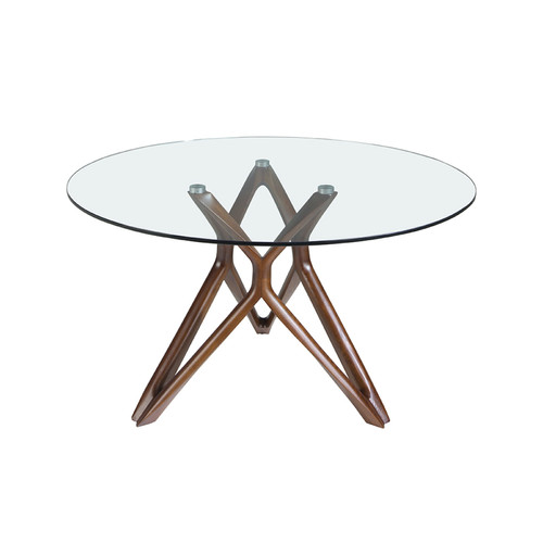 Angel Cerda - Table à manger en verre et pieds en bois Angel Cerda  - Table ronde verre design