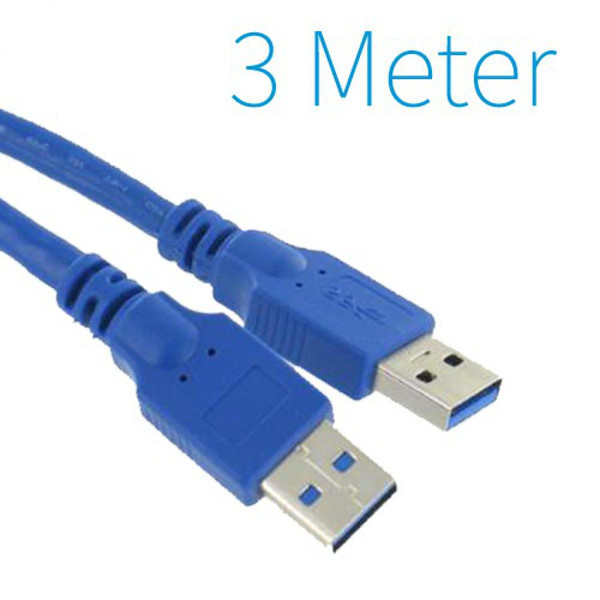 Câble antenne Ansco Câble USB 3.0 AM - AM USB A Mâle - USB A Mâle Ronde 3.00 m Bleu