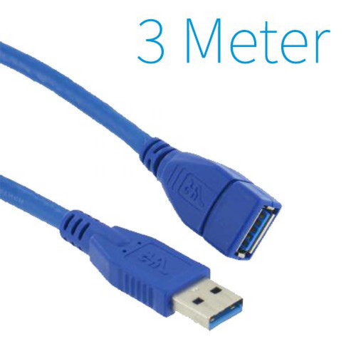 Ansco - Câble USB 3.0 Extension AM - AF USB A Mâle - USB A Femelle Ronde 3.00 m Bleu Ansco  - Ansco