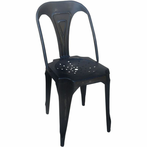 Antic Line Creations - Chaise Vintage en métal Noir. - Chaises Industriel