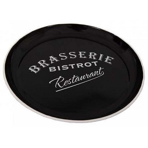 Antic Line Creations - Plateau rond en métal "Brasserie - Bistrot" Noir - Antic Line Creations