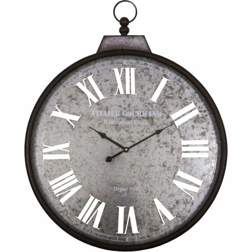 Antic Line Creations - Pendule ronde en zinc Atelier gourmand 60 cm. Antic Line Creations  - Horloges, pendules Antic Line Creations