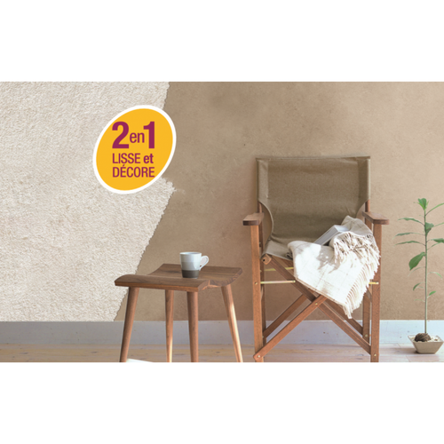 Apara Enduit décoratif, rénovation rapide, 2 en 1, lisse et décore sur plâtre, peintures, crépis, fibres, toile de verre-15 Kg-Granit (7045)