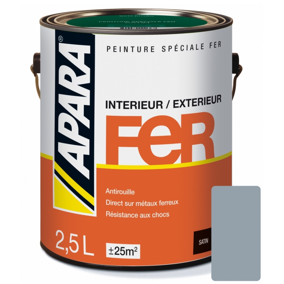 Peinture & enduit rénovation Apara Peinture Fer Satin - APARA-2.5 litres-Gris argent (RAL 7042)