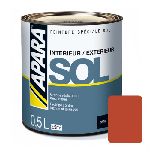 Peinture & enduit rénovation Apara Peinture Sol Satin - APARA-0.5 litre-Rouge tomette (RAL 3013)