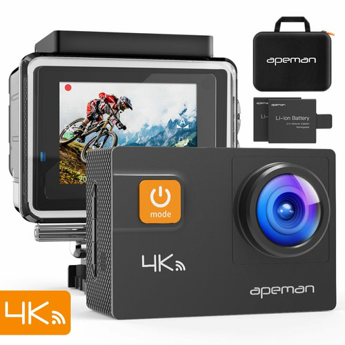 Apeman - APEMAN Caméra Sport A80, UHD 4K WiFi 20MP Caméra Sous-marine Numérique Étanche 40M Caméra Casque (Gratuit
Sac de Transport, 2x1050mAh Batteries Améliorées) - Caméras