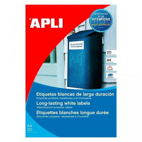 Apli - Etiquette ultra résistante laser 64,6 x 33,8 mm Apli - blanche - Pochette de 480 Apli  - Apli