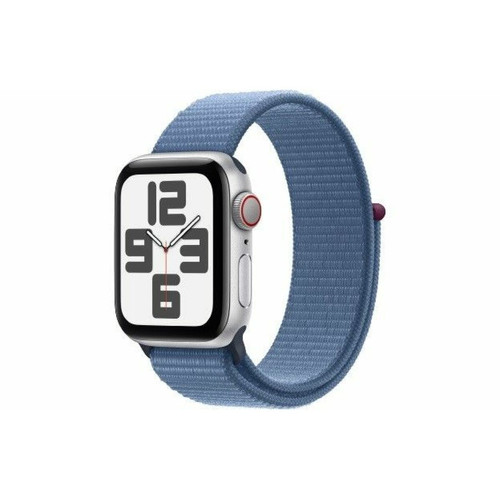 Apple - Watch SE GPS + Cellular 40mm Silver Aluminium Case with Winter Blue Sport Loop Apple  - Apple Watch
