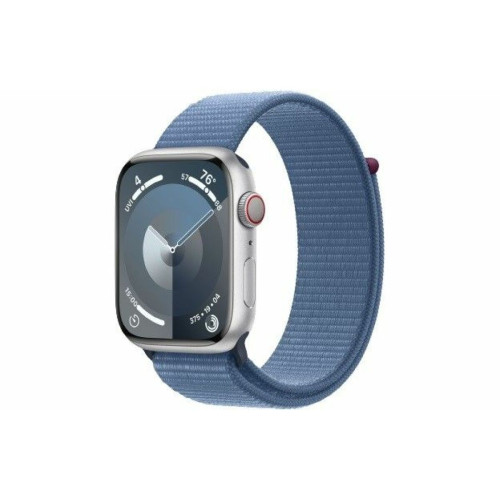Apple - Watch Series 9 GPS + Cellular 45mm Silver Aluminium Case with Winter Blue Sport Loop Apple - Montre connectée Apple