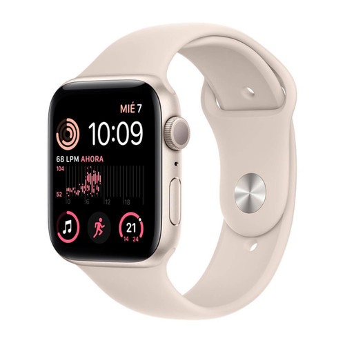 Apple - Apple Watch SE (2ª Génération) GPS 44mm en Aluminium Blanc (Starlight) et Bracelet Sport Blanc (Starlight) Apple  - Apple Watch