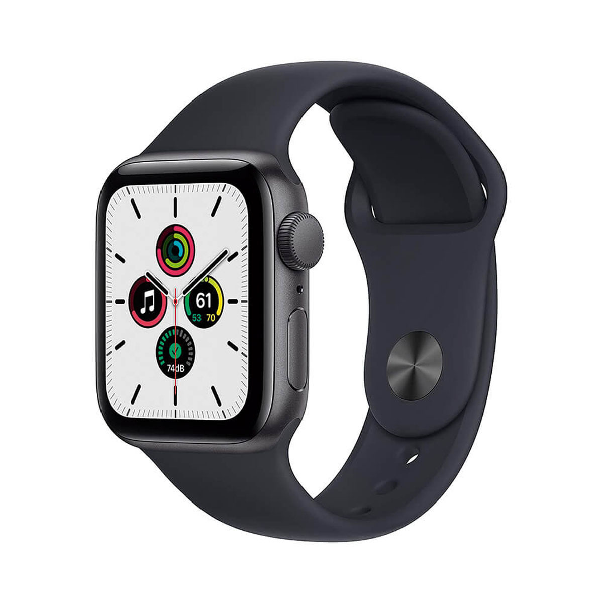 Apple Watch SE 2021 GPS 40 mm Bracelet Sport Gris Aluminium et Noir Minuit MKQ13EU