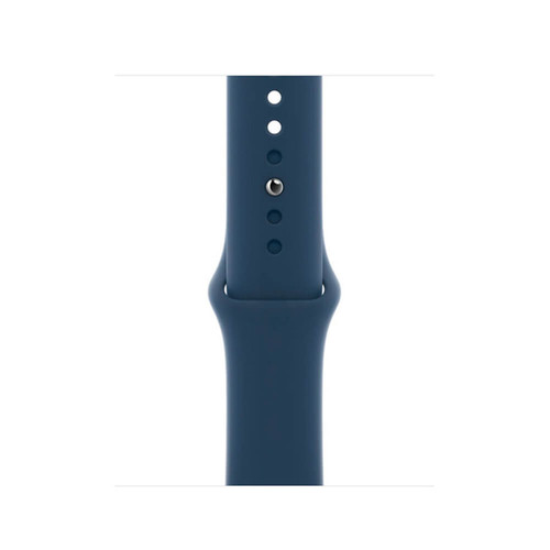 Apple Apple Watch SE 2021 GPS Boîtier en Aluminium Argent de 44 mm, Bracelet Sport Bleu Abysse