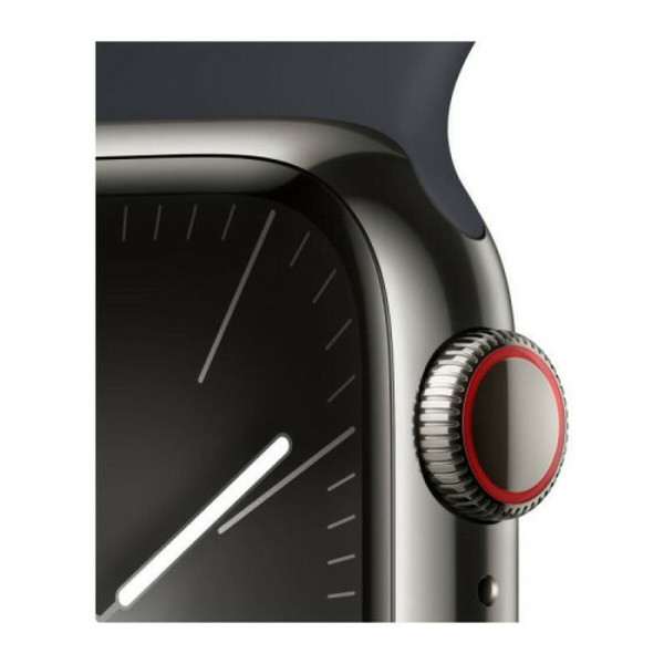 Apple Apple Watch Series 9 GPS + Cellular, boîtier en acier inoxydable graphite de 41 mm, bracelet sport minuit S/M
