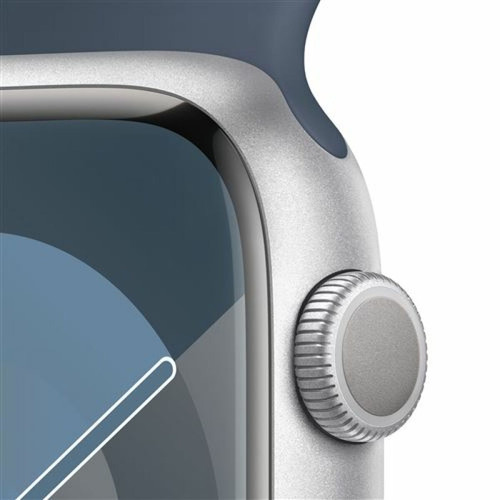 Apple Apple Watch Series 9 GPS 45 mm Boîtier en aluminium argenté avec bracelet sport Bleu tempête S/M