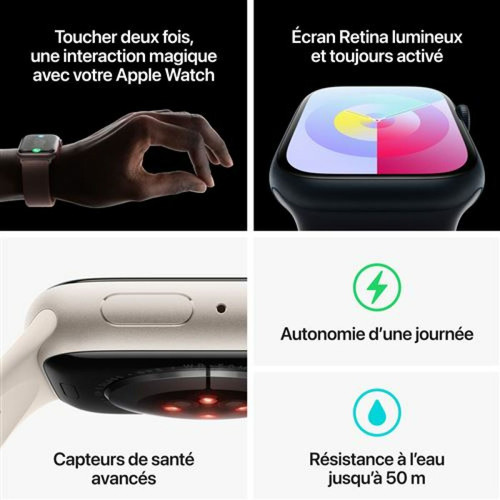 Apple Watch Apple Apple Watch Series 9 GPS 45 mm Boîtier en aluminium Rose avec bracelet sport Rose clair S/M