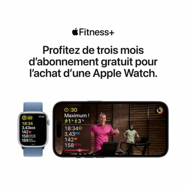 Apple Apple Watch Series 9 GPS + Cellular 41 mm avec boîtier en aluminium argenté et bracelet sport Bleu tempête M/L
