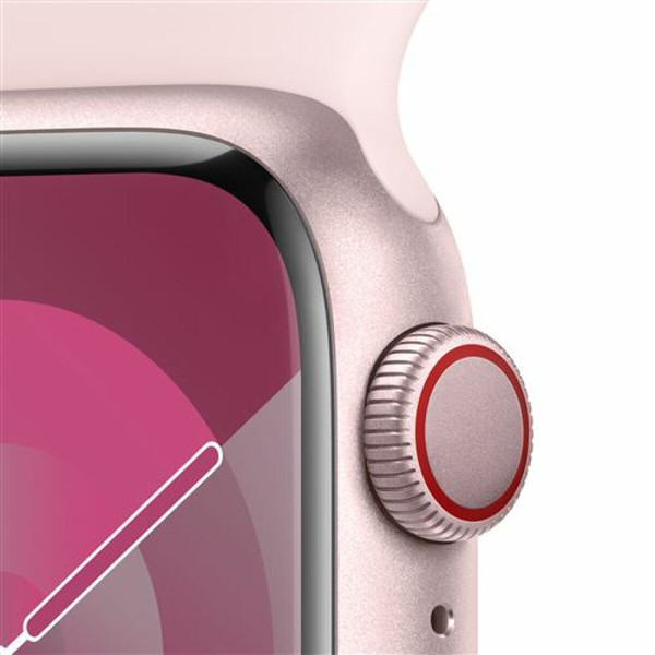 Apple Apple Watch Series 9 GPS + Cellular 41 mm avec boîtier en aluminium Rose et bracelet sport Rose clair M/L