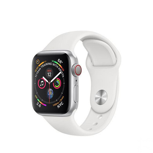 Apple - Apple Watch Series 4 40mm GPS + Cellular Alu. Argent Bracelet Sport Blanc - Occasions Apple Watch