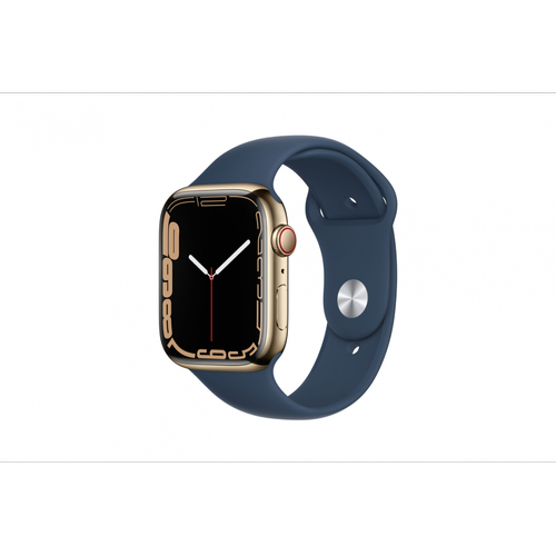 Apple Apple Watch Series 7 GPS + Cellular, boîtier Acier Inoxydable Or 45mm avec Bracelet Bleu Abysse
