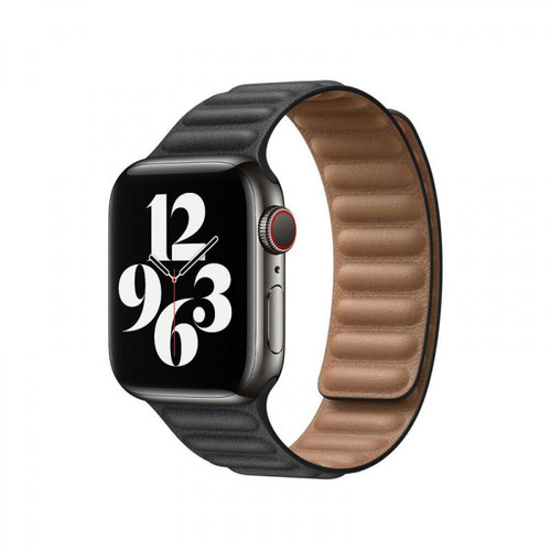 Accessoires Apple Watch Bracelet Apple à maillons cuir 40 mm S/M pour Apple Watch Noir
