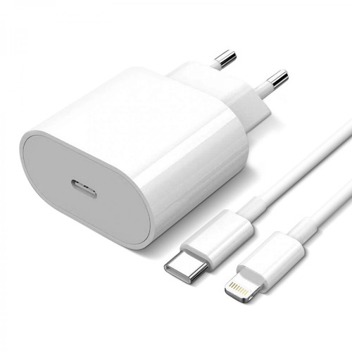 Apple - Chargeur Secteur USB-C 20W + Câble Lightning Power Delivery Original Apple Blanc Apple   - Adaptateur Secteur Universel