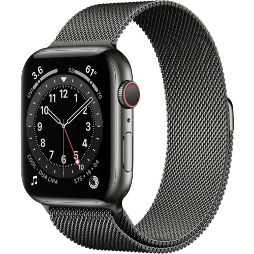 Apple - Series 6 Montre Intelligente 1.7" Écran Tactile 32Go WiFi GPS Acier inoxydable Graphite - Occasions Apple Watch