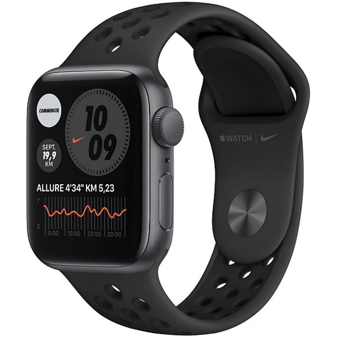 Apple Watch Apple Watch Nike Series 6 GPS Aluminium Space Gray Bracelet Sport Anthracite Black 40 mm