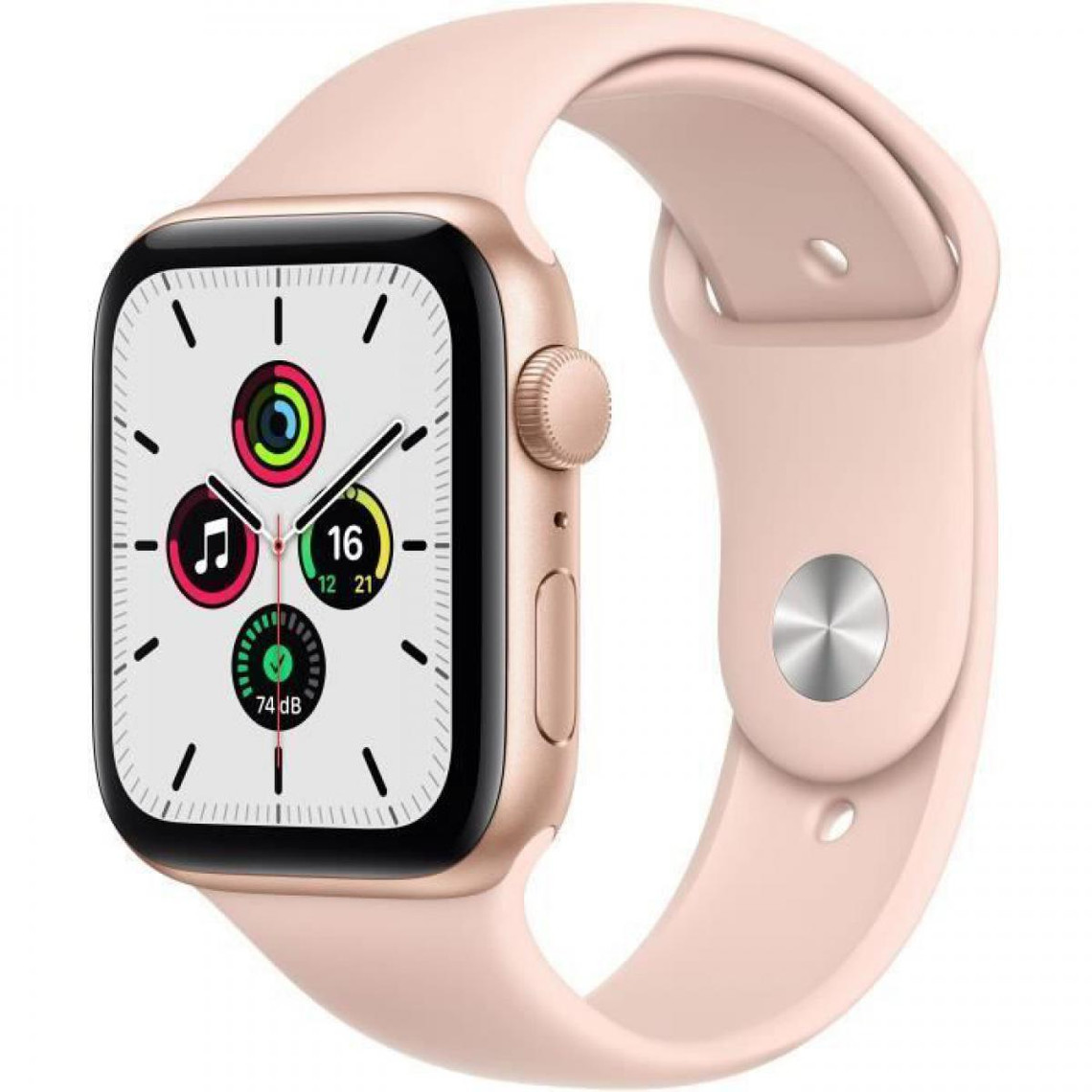 Apple - Apple Watch SE GPS, 44mm Boitier en Aluminium Or avec Bracelet Sport Rose des Sables - Apple Watch - Rue du Commerce