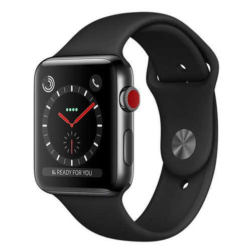 Apple - Watch Series 3 GPS + Cellular Acier Noir Sport Noir 42 mm - Occasions Apple Watch