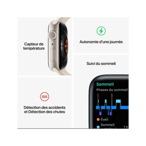 Apple Montre connectée Apple Watch 8 Black GPS+CELL 45MM Midn Sport Band