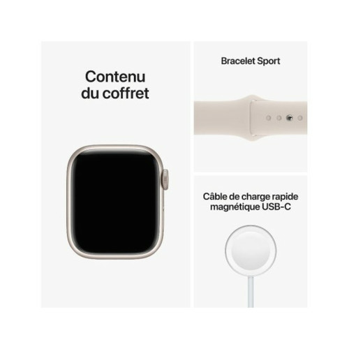 Apple Watch Apple Watch Series 8 GPS 41mm Aluminium Blanc (Starlight) et Bracelet Sport Blanc (Starlight)