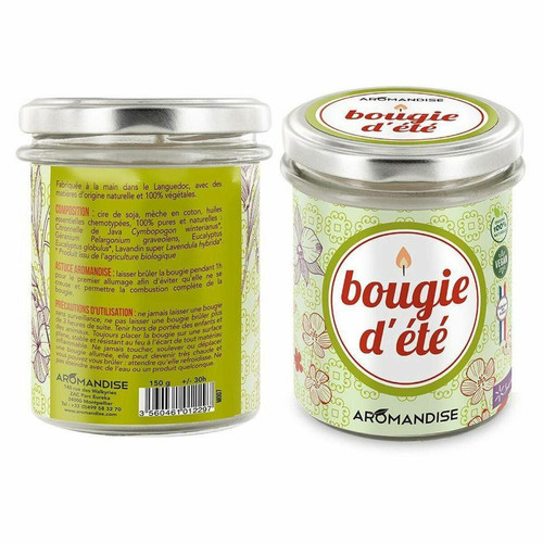 Aromandise - 2 bougie d'été citronnelle & géranium - 30h Aromandise  - Bougies