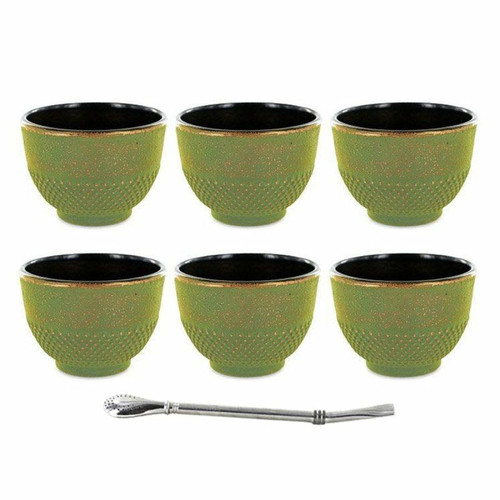 Kits créatifs Aromandise 6 tasses en fonte vertes 15 cl + paille inox avec filtre