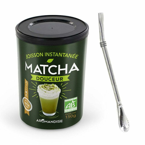 Kits créatifs Aromandise Préparation Douceur de Matcha bio + paille inox avec filtre