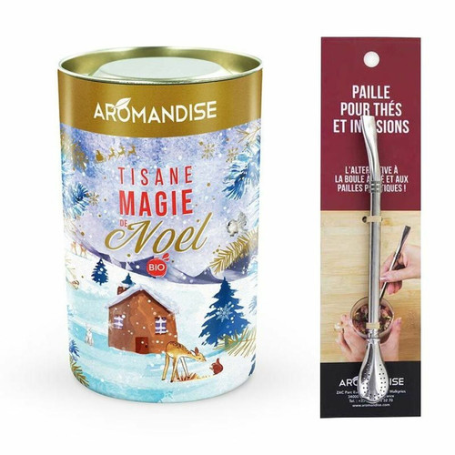 Aromandise - Tisane bio Magie de Noël + paille inox avec filtre Aromandise  - Kits créatifs