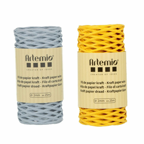 Artemio - 2 bobines fil kraft bleu tendre/ jaune 2mm x 25 m Artemio  - Ficelle