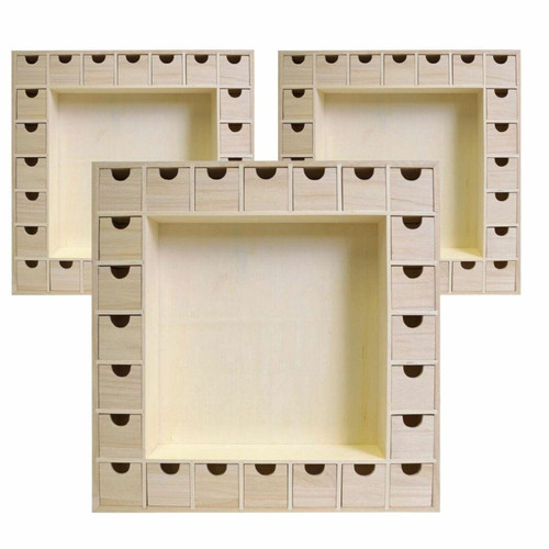 Artemio - 3 calendriers de l'avent carrés en bois 39 x 39 cm Artemio  - Artemio