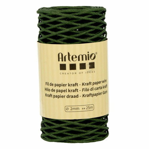 Artemio - Fil de papier kraft vert bouteille 2mm x 25 m Artemio  - Artemio