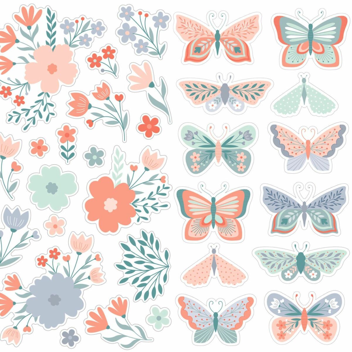 Décoration chambre enfant Artemio Lot stickers 3D fleurs / papillons